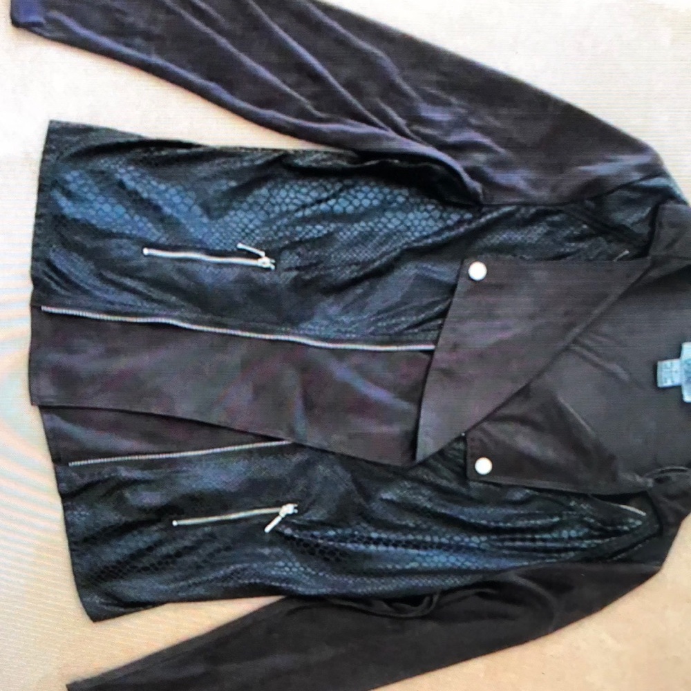 Laseine faux suede and snakeskin jacket